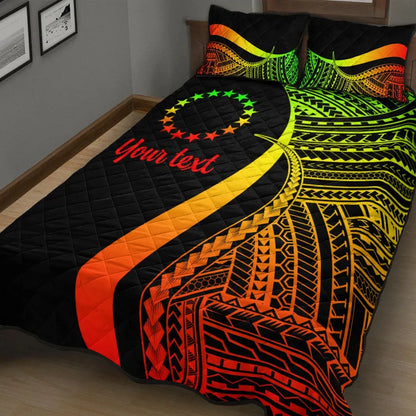 Cook Islands Custom Personalised Quilt Bed Set - Reggae Polynesian Tentacle Tribal Pattern