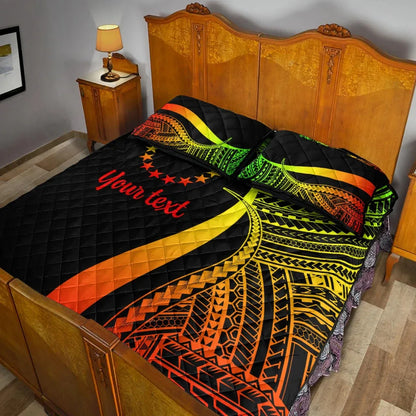 Cook Islands Custom Personalised Quilt Bed Set - Reggae Polynesian Tentacle Tribal Pattern