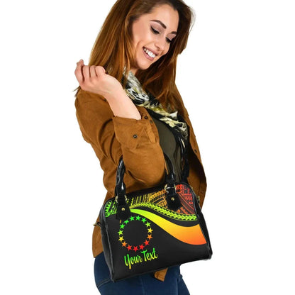 Cook Islands Custom Personalised Shoulder Handbag - Reggae Polynesian Tentacle Tribal Pattern