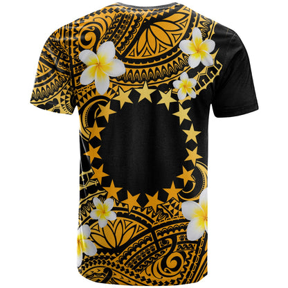 Cook Islands Custom Personalised T-Shirt - Plumeria Polynesian Vibe Gold