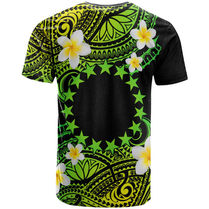 Cook Islands Custom Personalised T-Shirt - Plumeria Polynesian Vibe Green