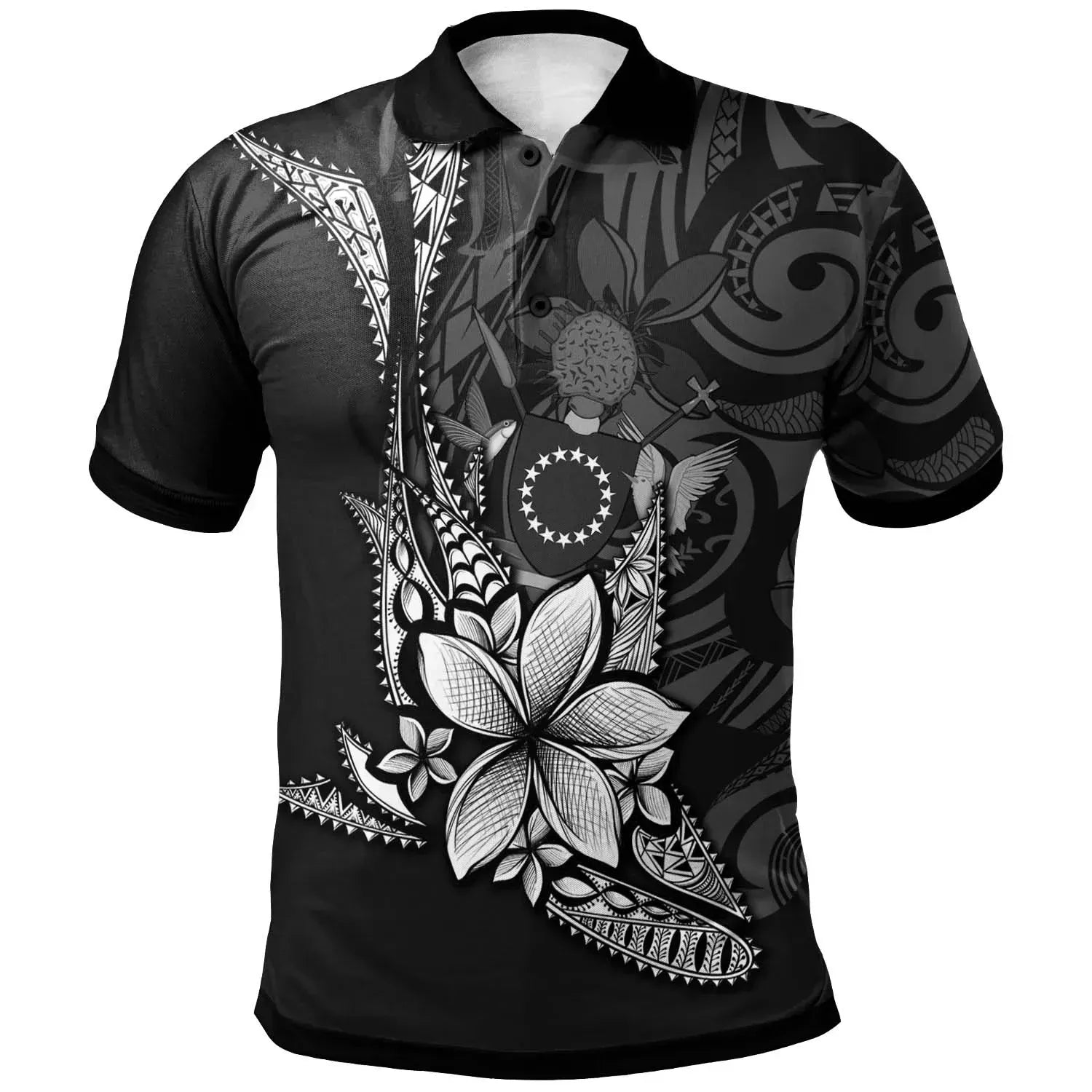 Cook Islands Custom Personalised Polo Shirt - Fish With Plumeria Flowers Style