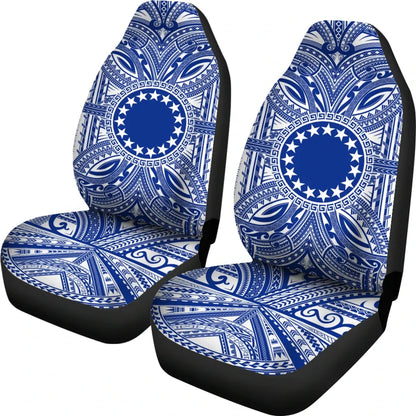 Cook Islands Car Seat Cover - Cook Islands Coat Of Arms Polynesian Flag Color