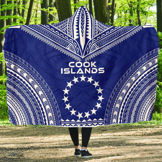 Cook Islands Flag Polynesian Chief Hooded Blanket