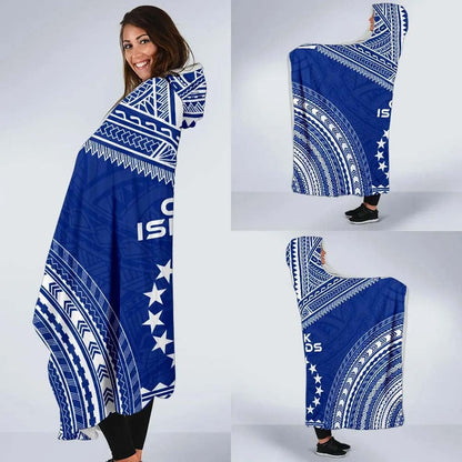 Cook Islands Flag Polynesian Chief Hooded Blanket