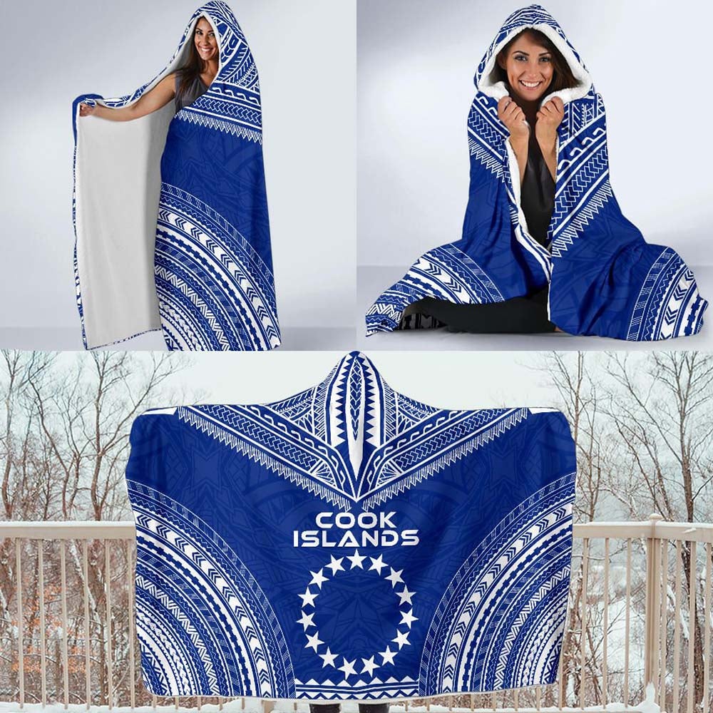 Cook Islands Flag Polynesian Chief Hooded Blanket