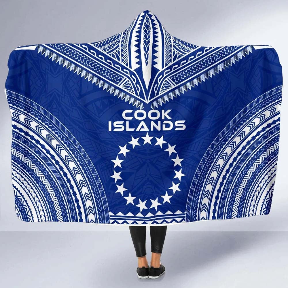 Cook Islands Flag Polynesian Chief Hooded Blanket