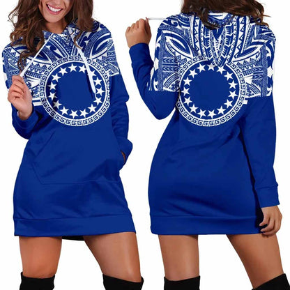 Cook Islands Female Hoodie Dress - Cook Islands Coat Of Arms Polynesian Flag Color