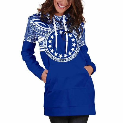 Cook Islands Female Hoodie Dress - Cook Islands Coat Of Arms Polynesian Flag Color