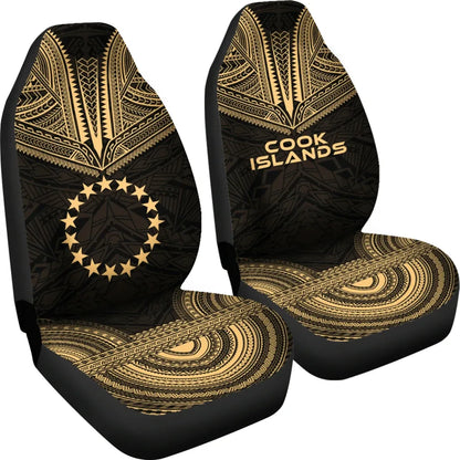Cook Islands Car Seat Cover - Cook Islands Flag Polynesian Chief Tattoo Gold Version