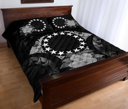 Cook Islands Polynesian Quilt Bed Set Hibiscus Gray