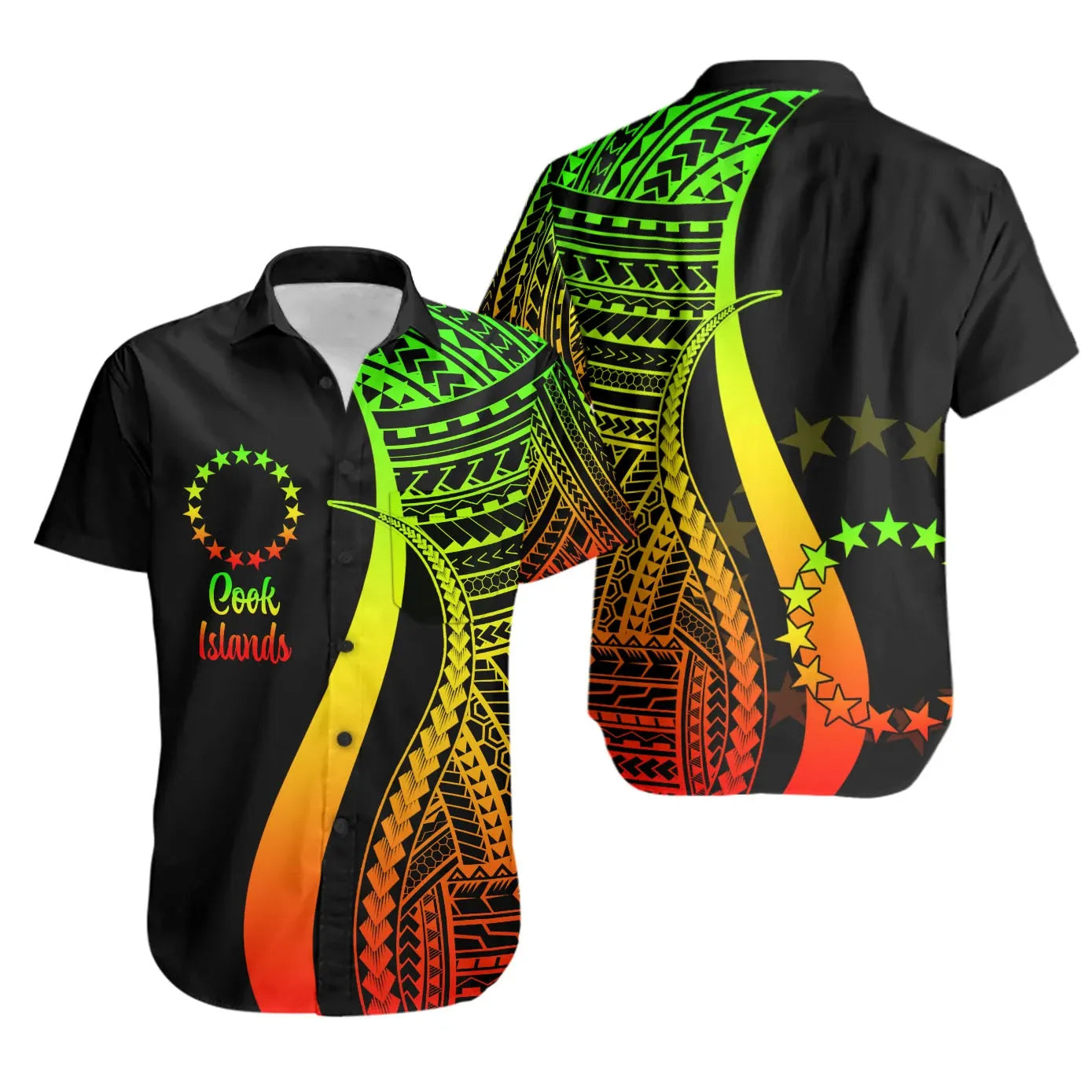 Cook Islands Short Sleeve Shirt - Reggae Polynesian Tentacle Tribal Pattern