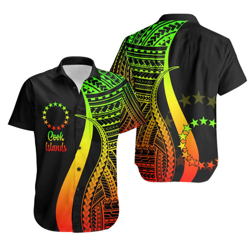 Cook Islands Short Sleeve Shirt - Reggae Polynesian Tentacle Tribal Pattern
