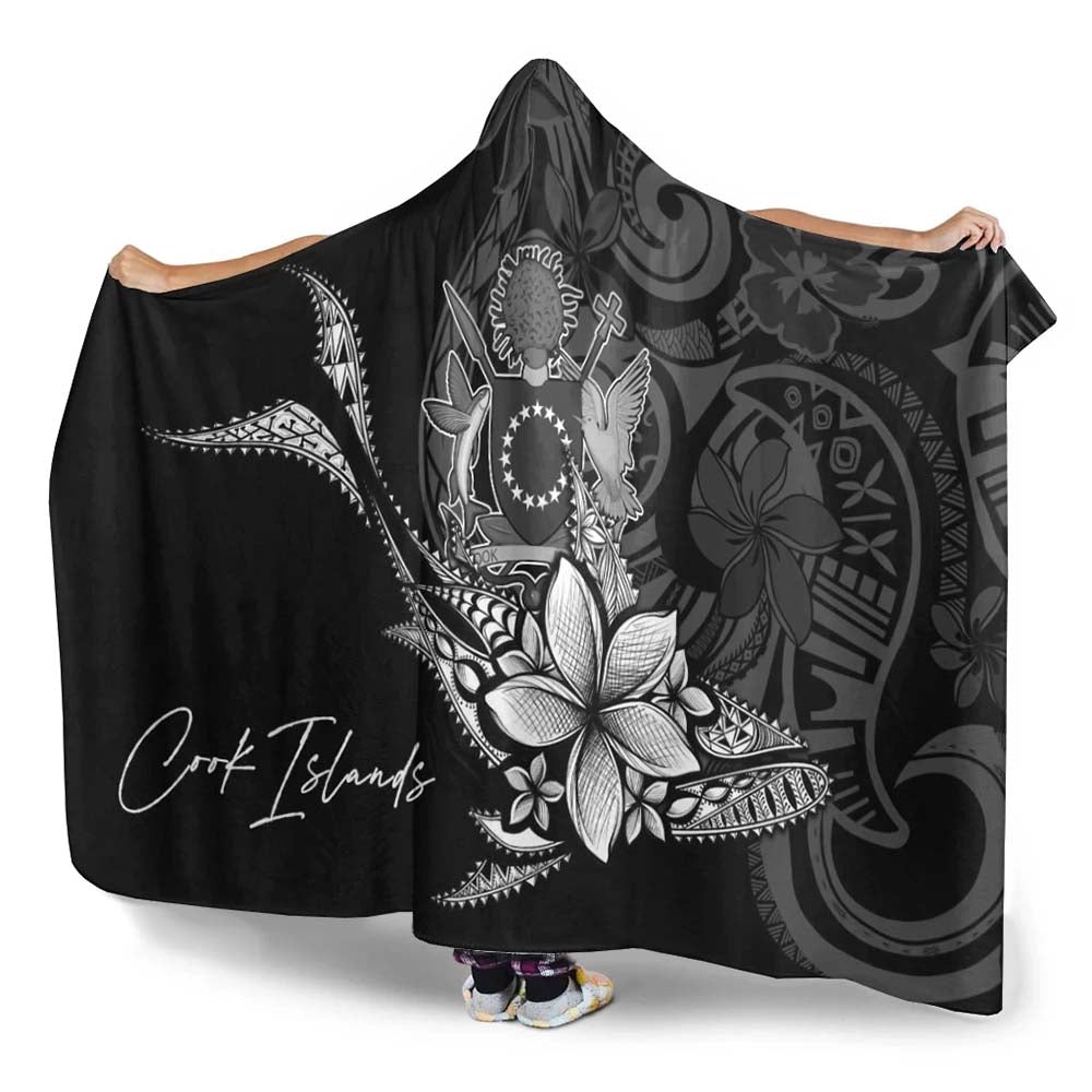 Cook Islands Hooded Blanket - Fish With Plumeria Flowers Style