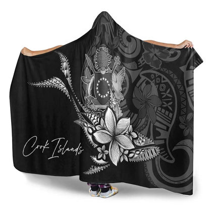 Cook Islands Hooded Blanket - Fish With Plumeria Flowers Style