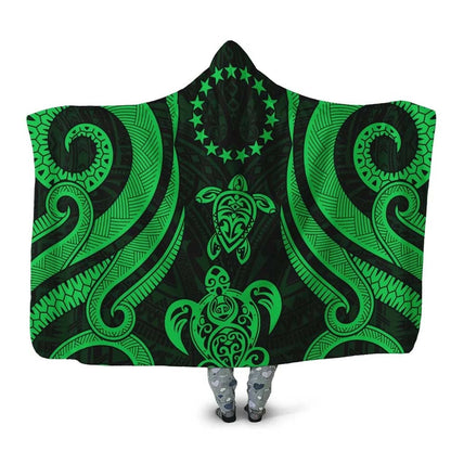 Cook Islands Hooded Blanket - Green Tentacle Turtle