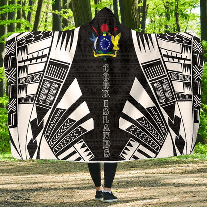Cook Islands Hooded Blanket - Polynesian Tattoo Black