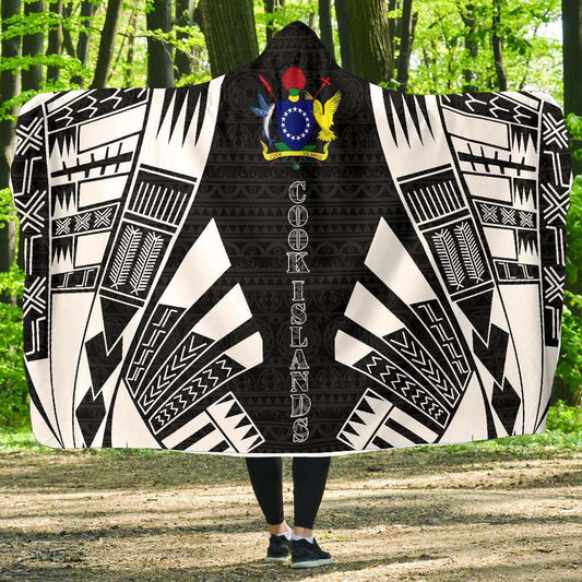 Cook Islands Hooded Blanket - Polynesian Tattoo Black