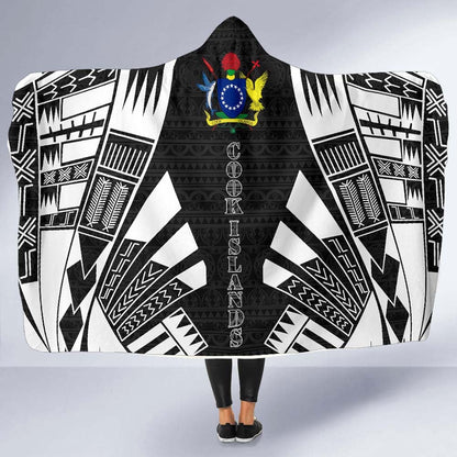Cook Islands Hooded Blanket - Polynesian Tattoo Black