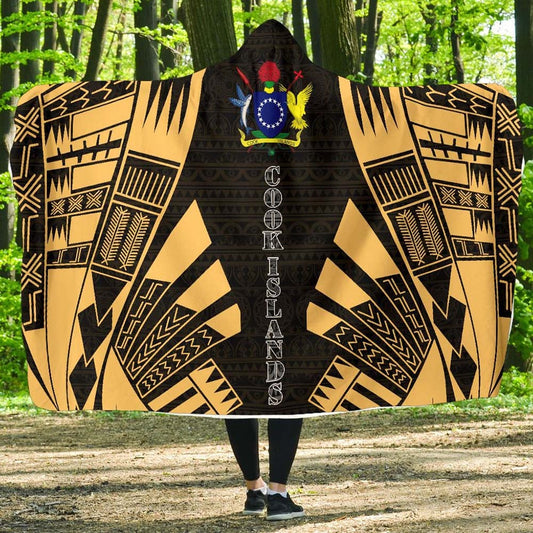 Cook Islands Hooded Blanket - Polynesian Tattoo Gold