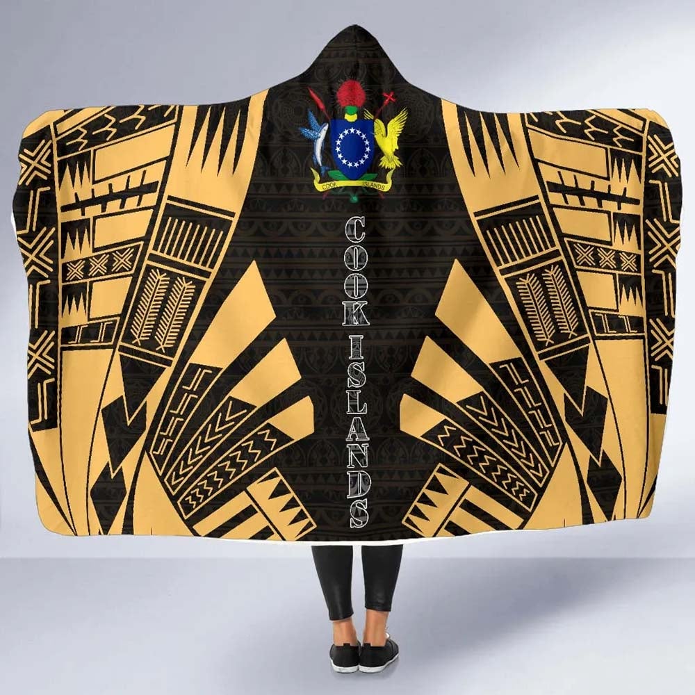 Cook Islands Hooded Blanket - Polynesian Tattoo Gold