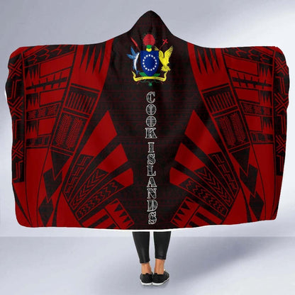 Cook Islands Hooded Blanket - Polynesian Tattoo Red