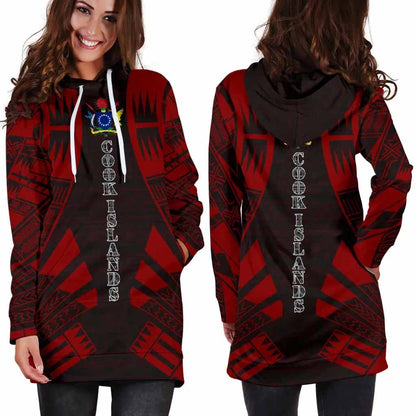 Cook Islands Hoodie Dress - Polynesian Tattoo Red