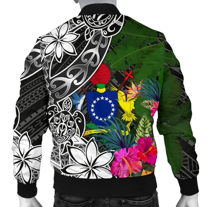 Cook Islands Bomber Jacket - Turtle Plumeria Banana Leaf