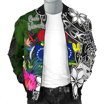 Cook Islands Bomber Jacket - Turtle Plumeria Banana Leaf