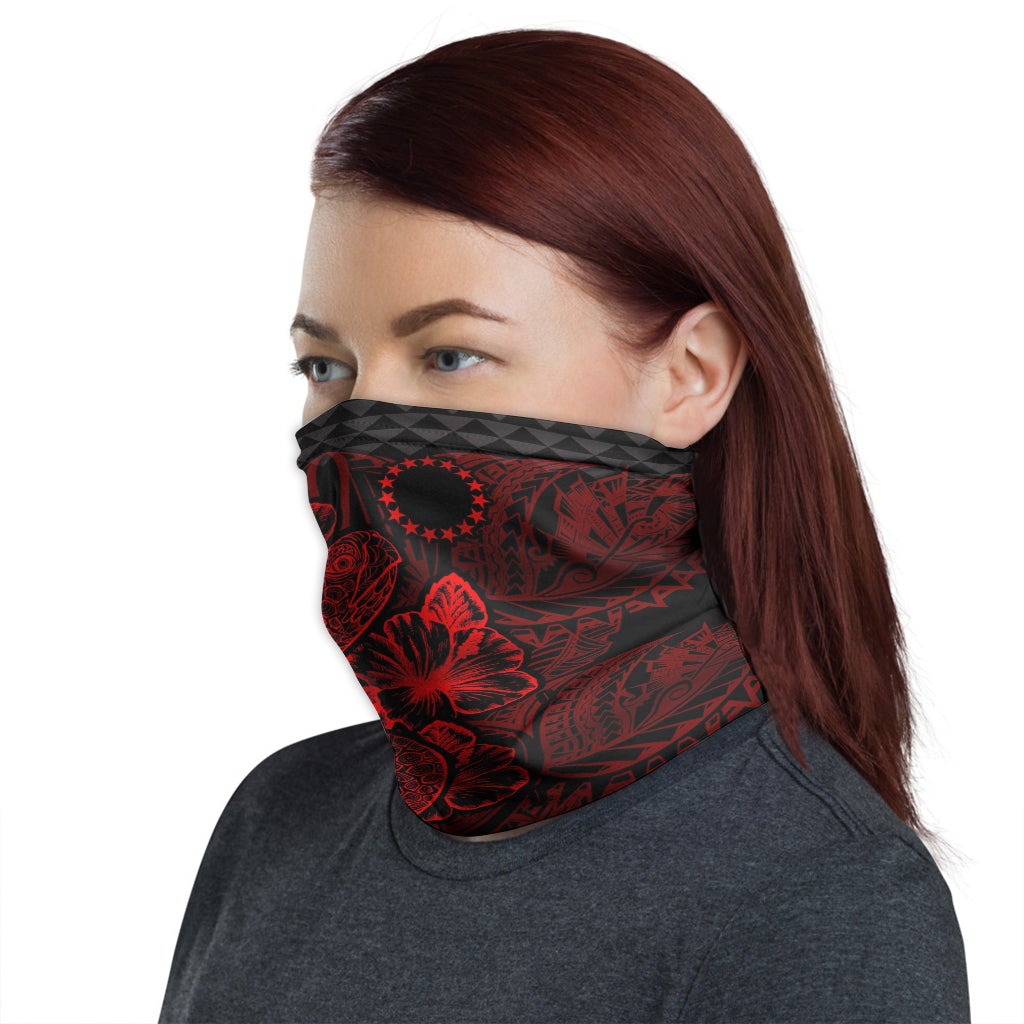 Cook Islands Neck Gaiter - Turtle Hibiscus Red