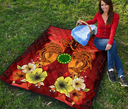 Cook Islands Custom Personalised Premium Quilt - Tribal Tuna Fish