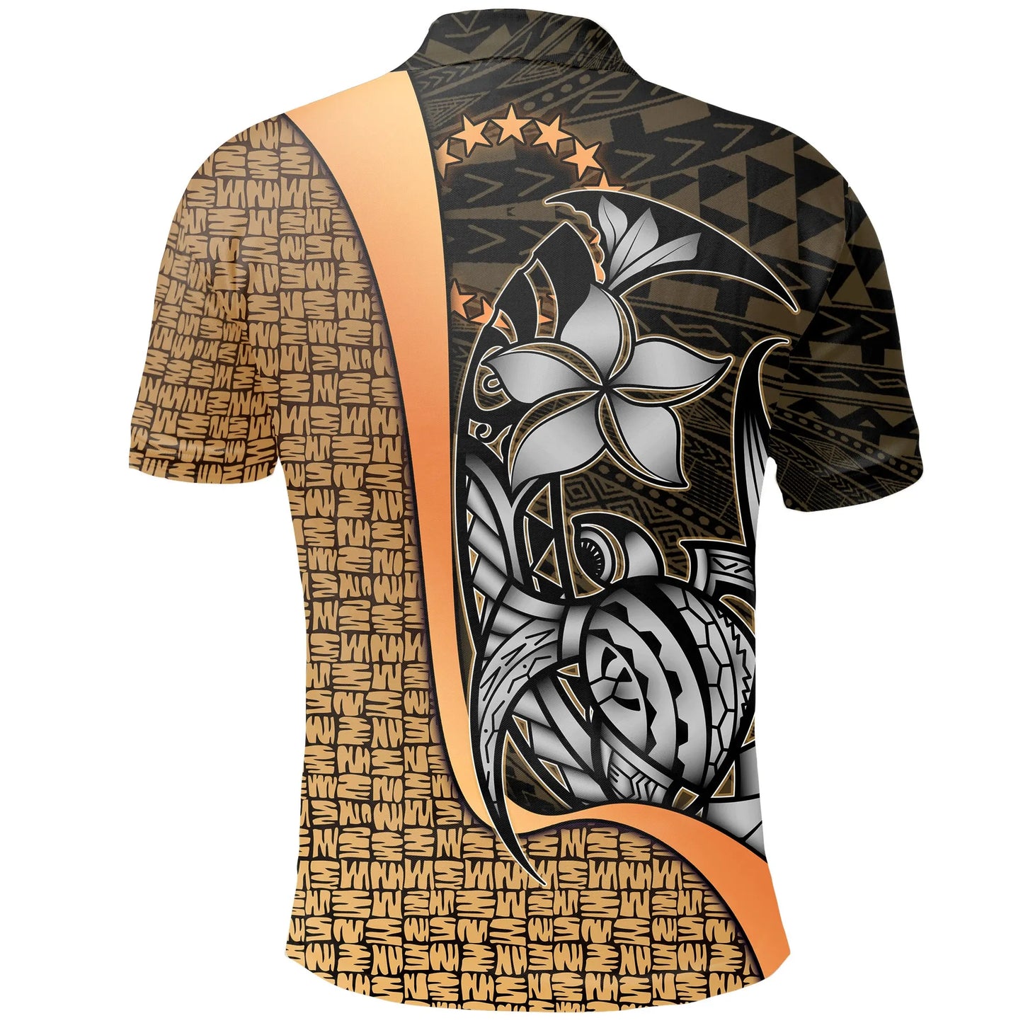 Cook Islands Polo Shirt Gold - Turtle with Hook