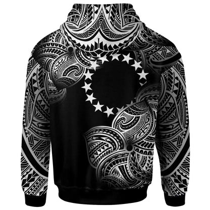 Cook Islands Polynesia Custom Personalized Hoodie - Cook Islands Tribal Flower White