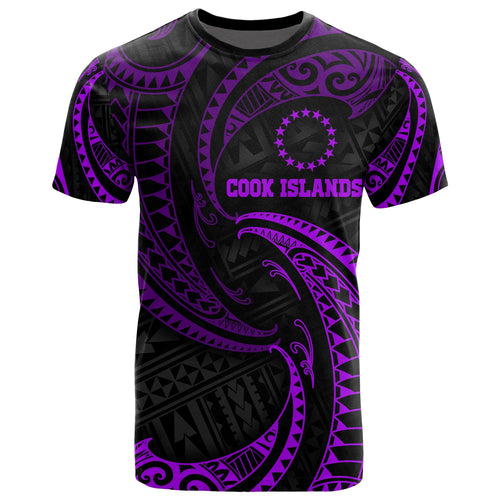 Cook Islands Polynesian All Over T-Shirt - Purple Tribal Wave