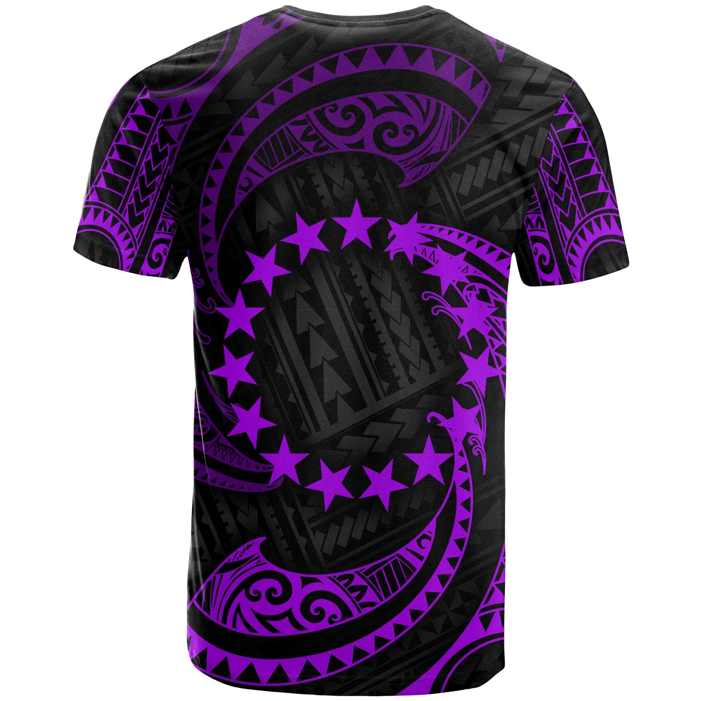 Cook Islands Polynesian All Over T-Shirt - Purple Tribal Wave