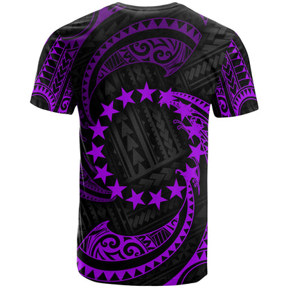 Cook Islands Polynesian All Over T-Shirt - Purple Tribal Wave