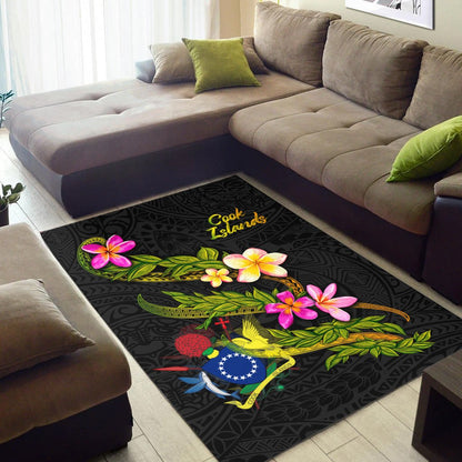 Cook Islandss Polynesian Area Rug - Plumeria Tribal