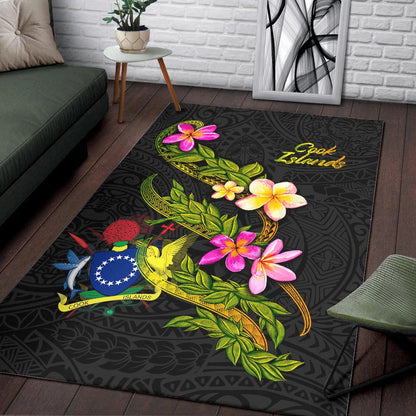 Cook Islandss Polynesian Area Rug - Plumeria Tribal