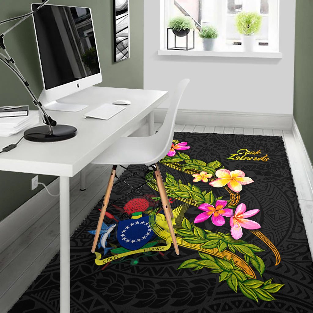 Cook Islandss Polynesian Area Rug - Plumeria Tribal
