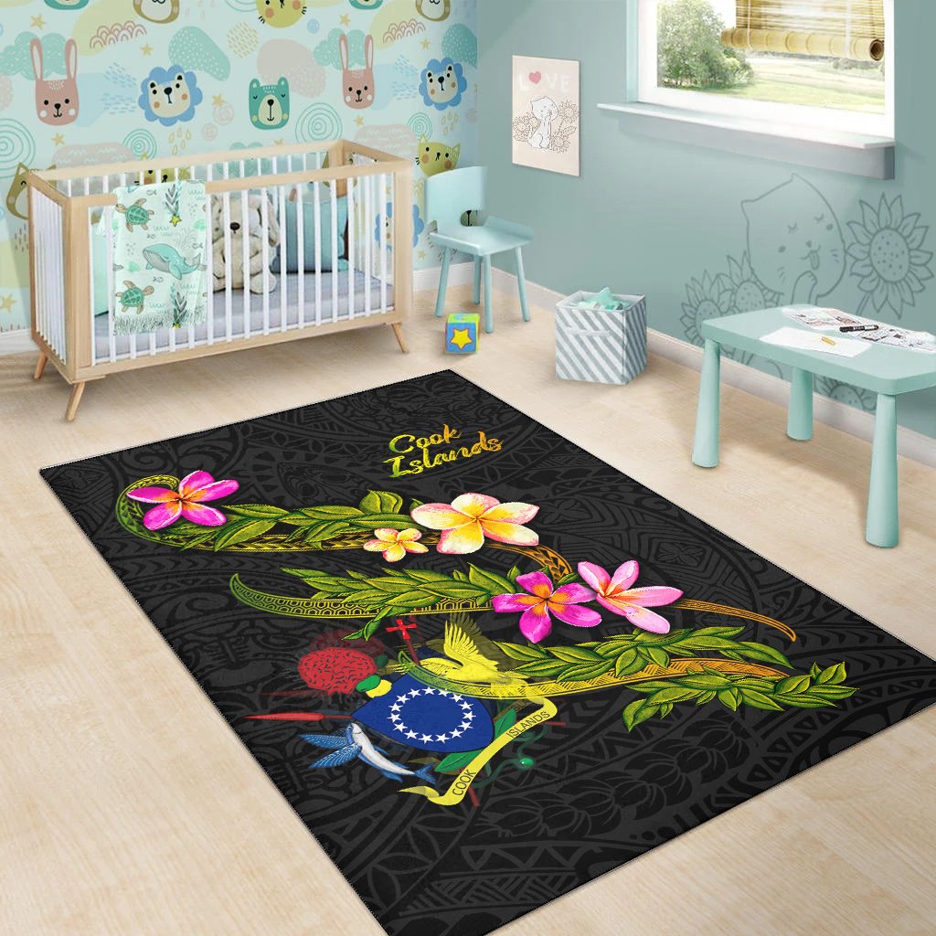 Cook Islandss Polynesian Area Rug - Plumeria Tribal