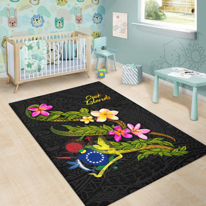 Cook Islandss Polynesian Area Rug - Plumeria Tribal