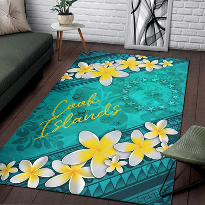 Cook Islandss Polynesian Area Rug - Plumeria With Blue Ocean