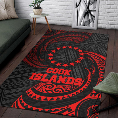 Cook Islandss Polynesian Area Rug - Red Tribal Wave