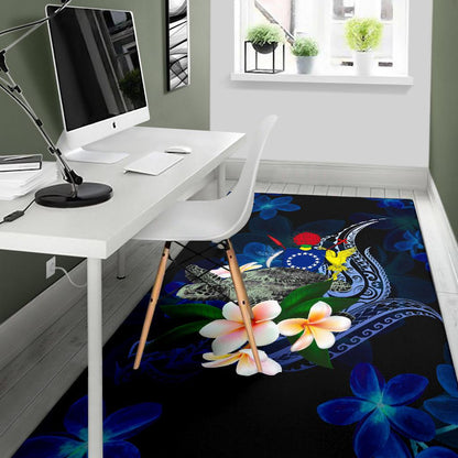 Cook Islandss Polynesian Area Rug - Turtle With Plumeria Flowers