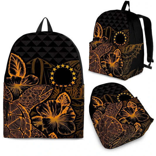 Cook Islands Polynesian Backpack Turtle Hibiscus Gold