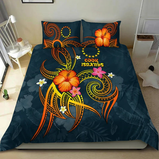 Cook Islands Polynesian Bedding Set - Legend Of Cook Islands (Blue)