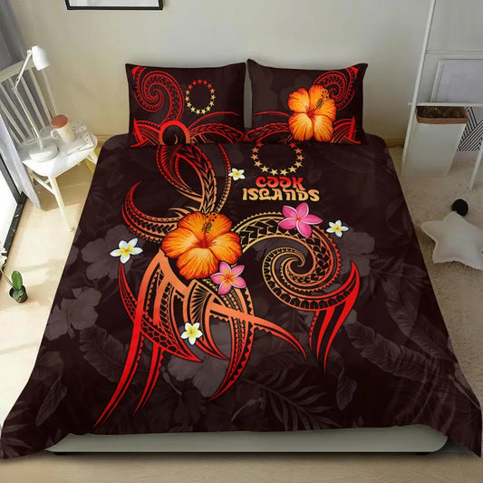 Cook Islands Polynesian Bedding Set - Legend Of Cook Islands (Red)