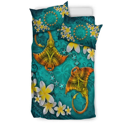 Cook Islands Polynesian Bedding Set - Manta Ray Ocean