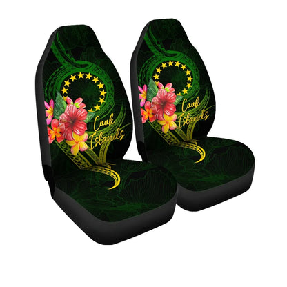 Cook Islands Polynesian Car Seat Covers - Floral With Seal Flag Color
