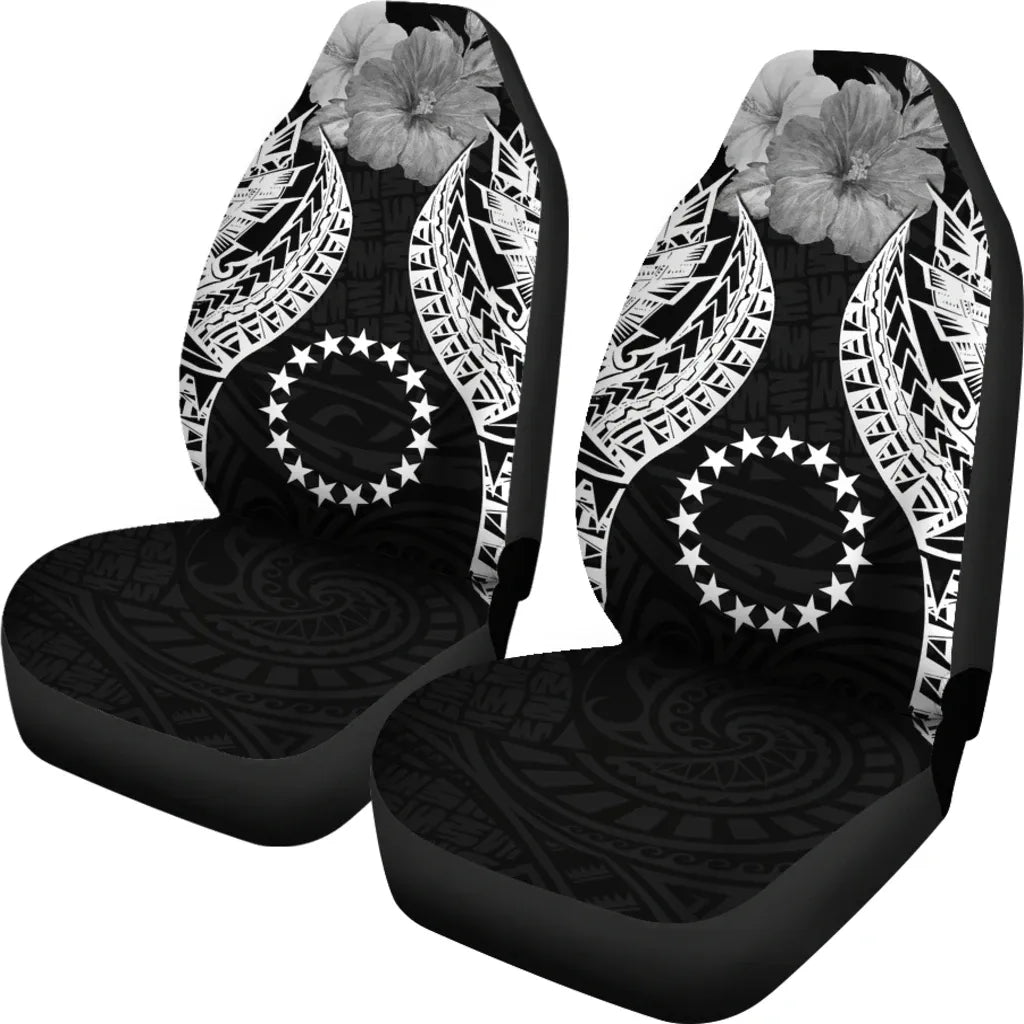 Cook islands Polynesian Car Seat Covers Pride Seal And Hibiscus Black
